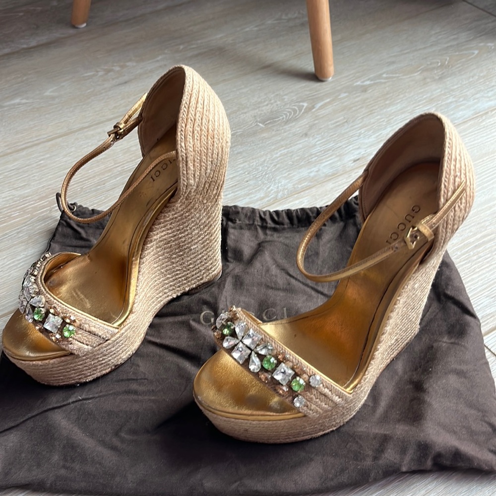 Authentic Gucci Wedges with gemstones